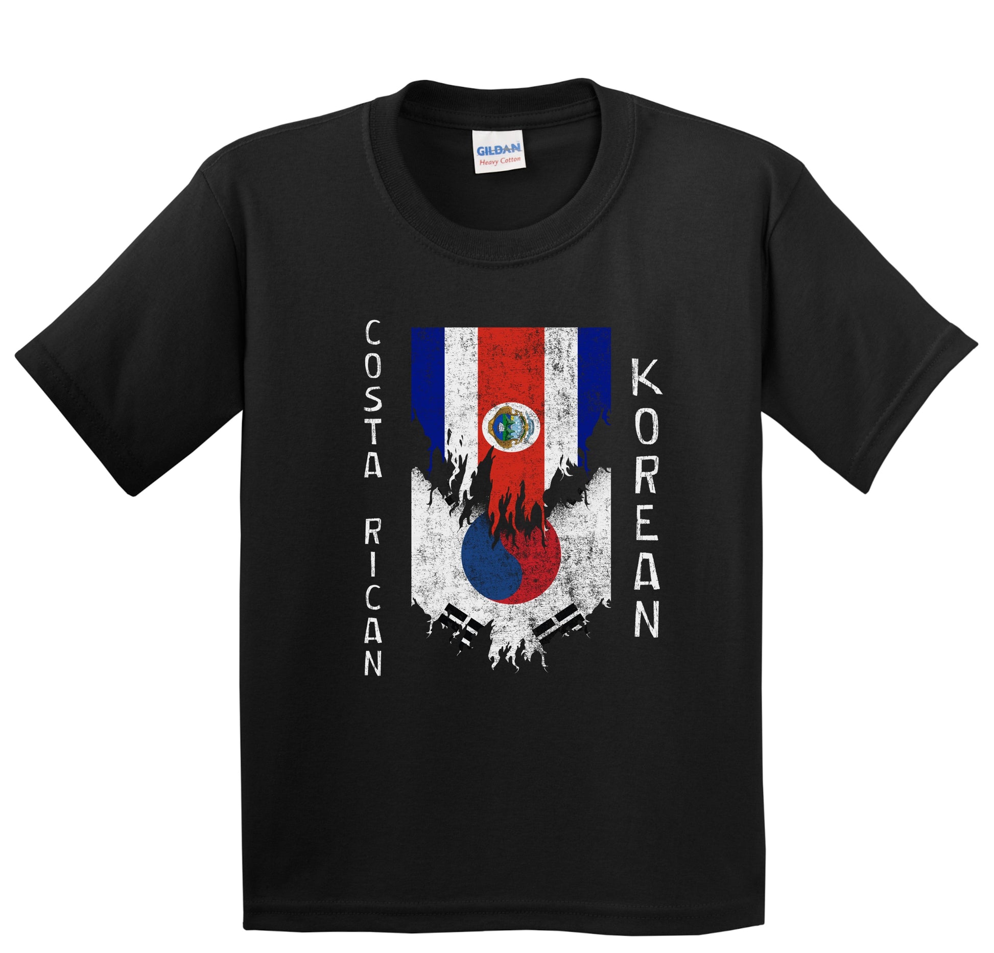 Costa Rican Korean Flags Ripped Torn Costa Rica South Korea Youth T-Shirt