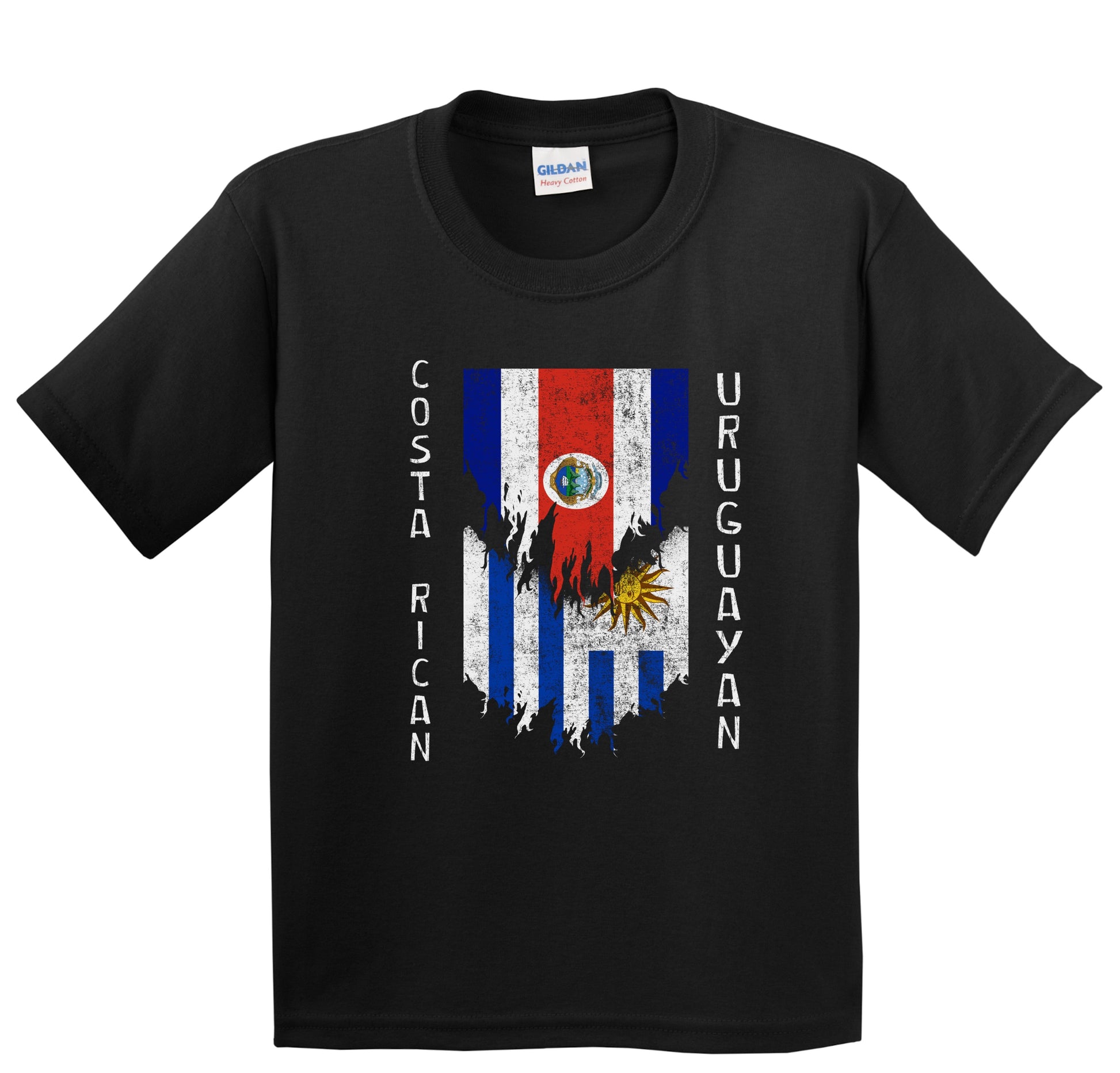 Costa Rican Uruguayan Flags Ripped Torn Costa Rica Uruguay Youth T-Shirt