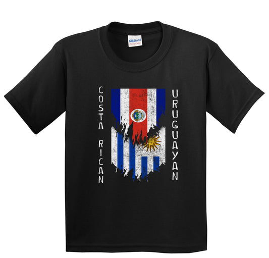 Costa Rican Uruguayan Flags Ripped Torn Costa Rica Uruguay Youth T-Shirt