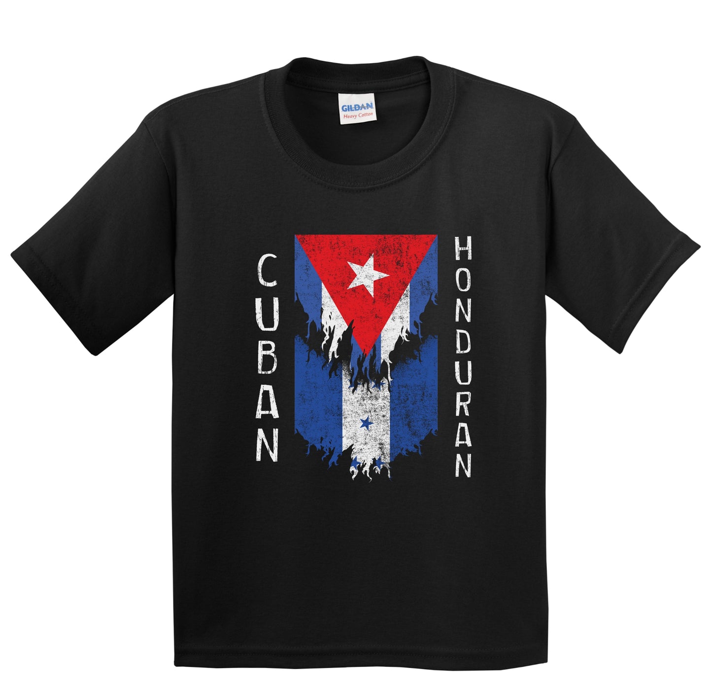 Cuban Honduran Flags Ripped Torn Cuba Honduras Youth T-Shirt