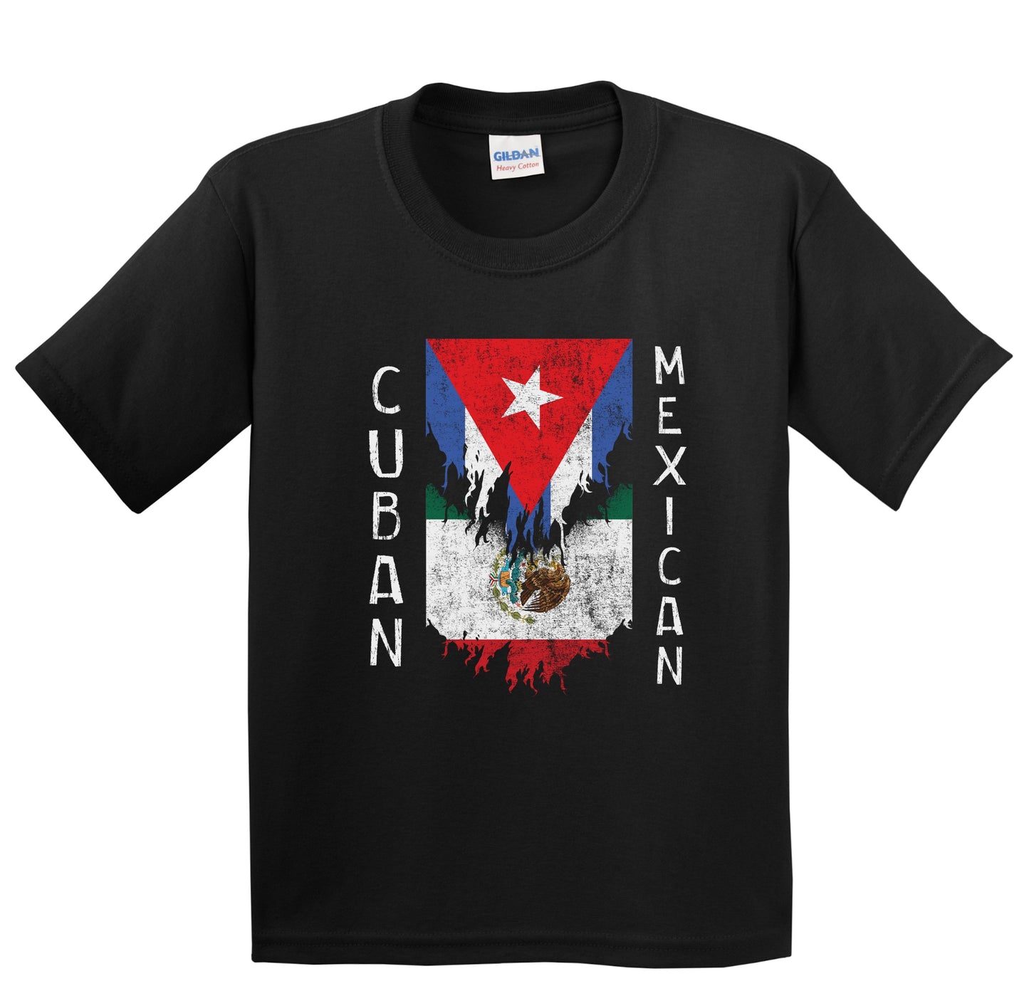 Cuban Mexican Flags Ripped Torn Cuba Mexico Youth T-Shirt