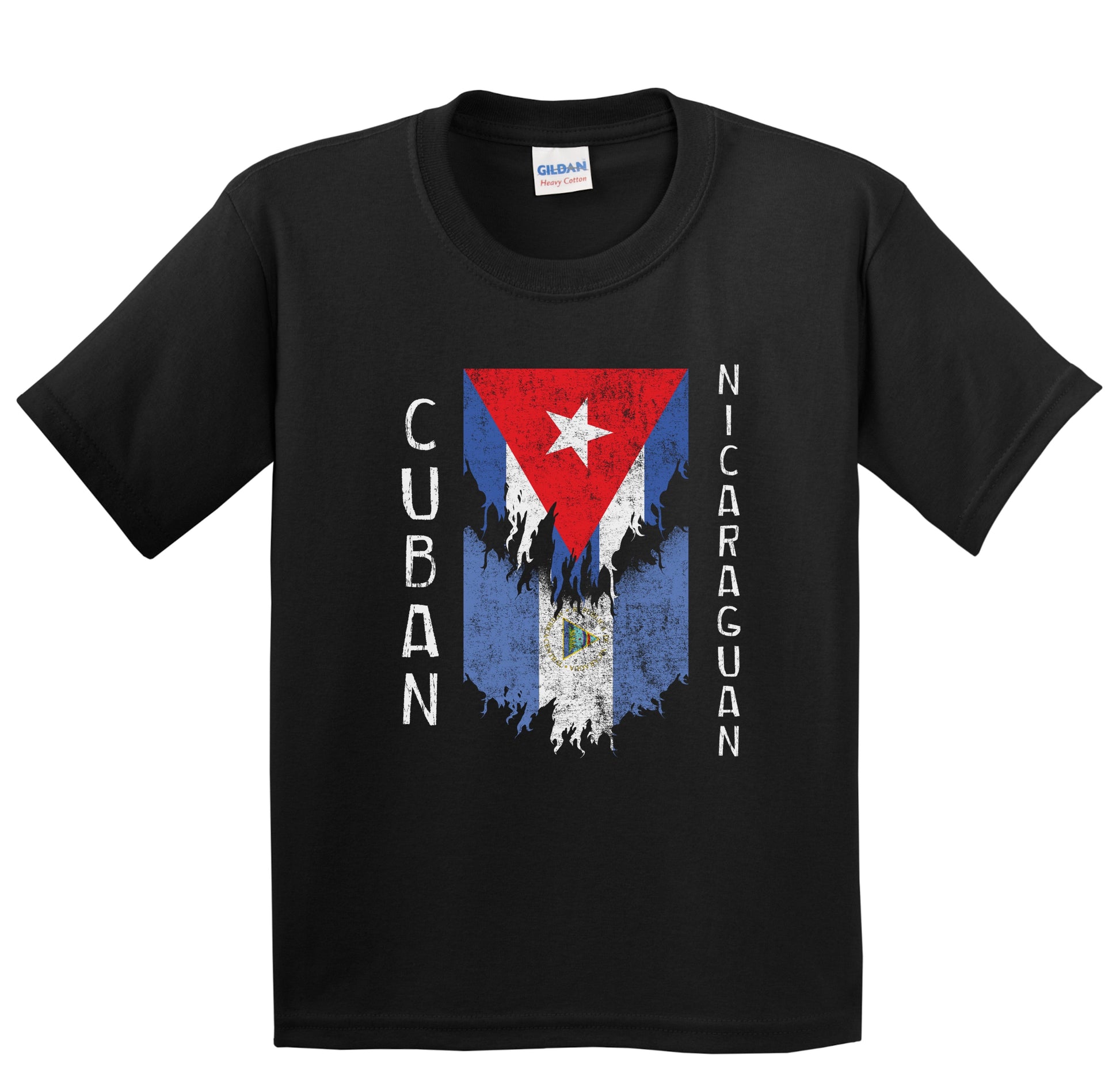 Cuban Nicaraguan Flags Ripped Torn Cuba Nicaragua Youth T-Shirt