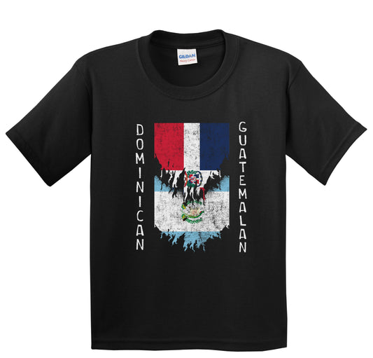 Dominican Guatemalan Flags Ripped Torn Dominican Republic Guatemala Youth T-Shirt