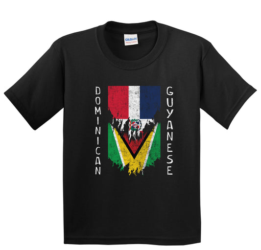 Dominican Guyanese Flags Ripped Torn Dominican Republic Guyana Youth T-Shirt