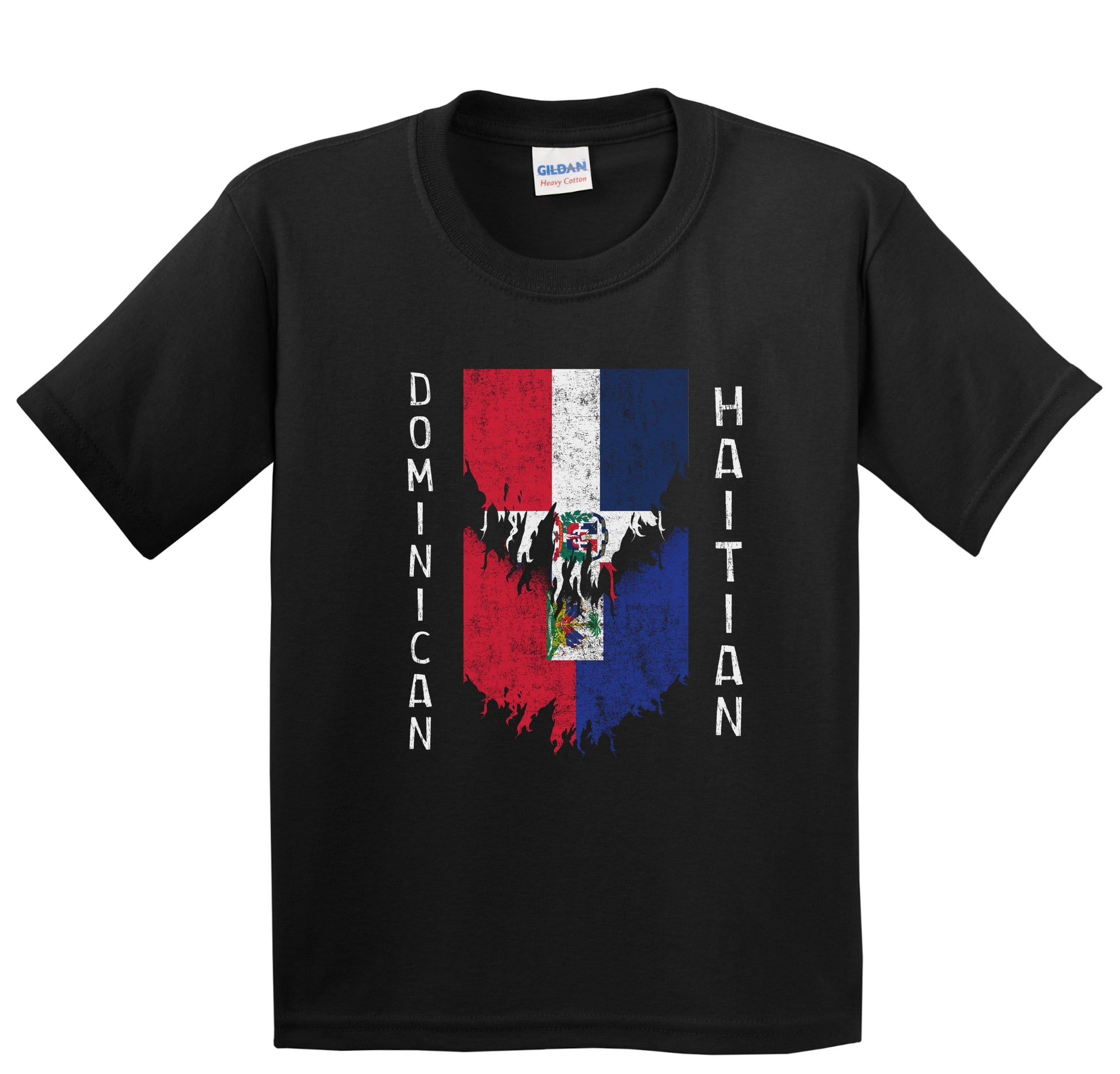 Dominican Haitian Flags Ripped Torn Dominican Republic Haiti Youth T-Shirt