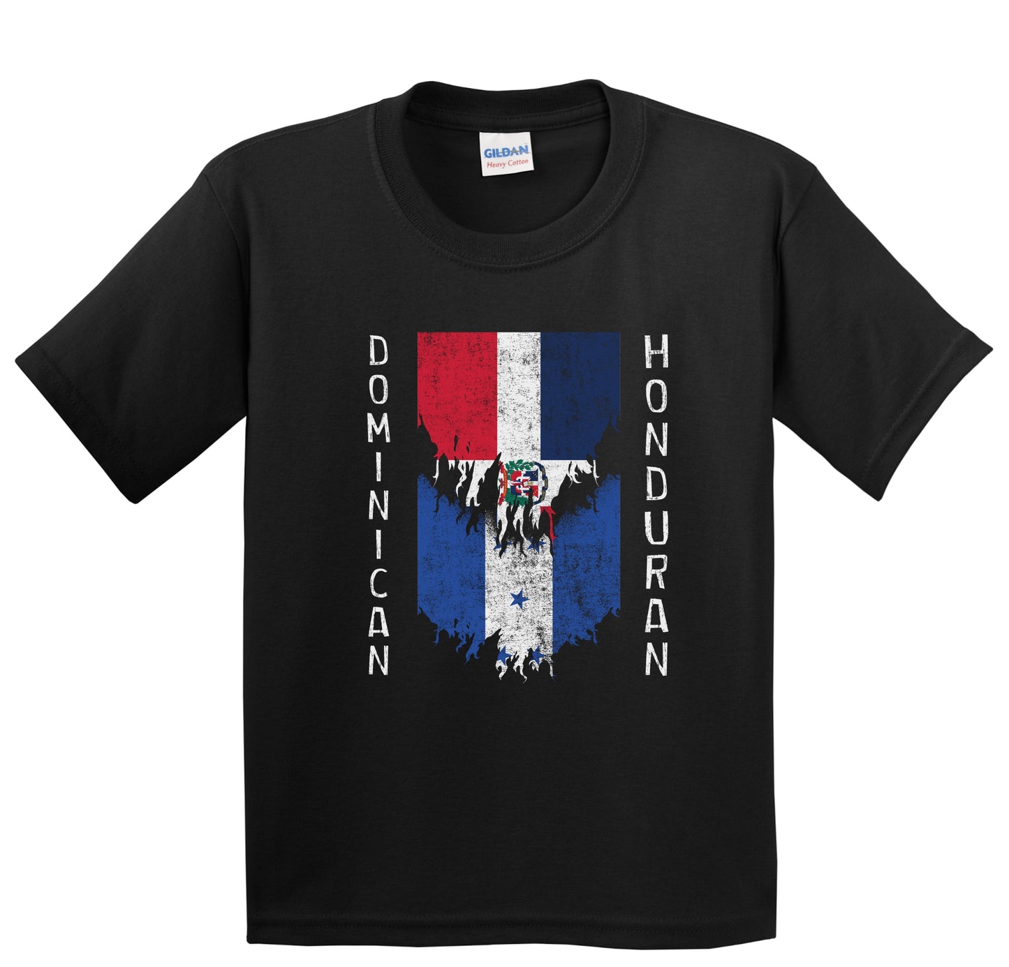 Dominican Honduran Flags Ripped Torn Dominican Republic Honduras Youth T-Shirt