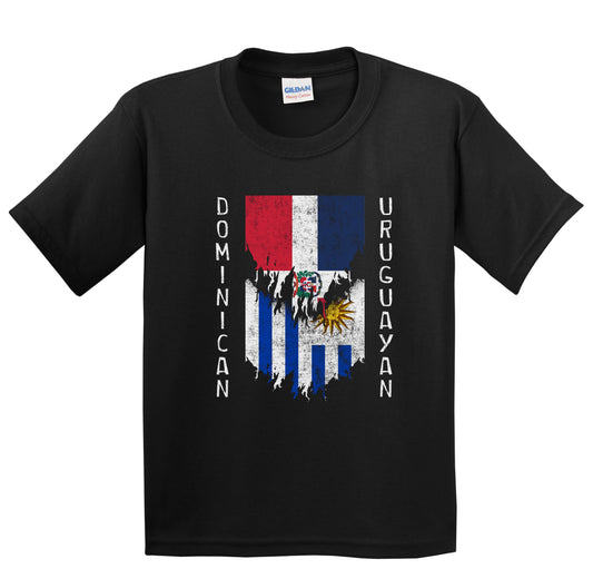 Dominican Uruguayan Flags Ripped Torn Dominican Republic Uruguay Youth T-Shirt