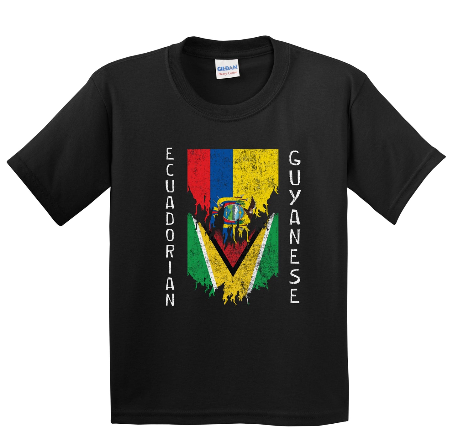 Ecuadorian Guyanese Flags Ripped Torn Ecuador Guyana Youth T-Shirt