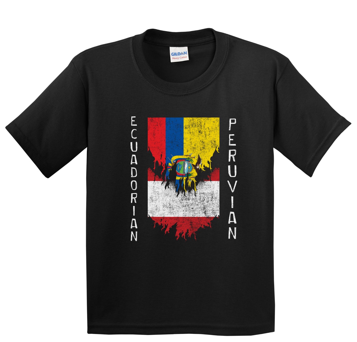 Ecuadorian Peruvian Flags Ripped Torn Ecuador Peru Youth T-Shirt