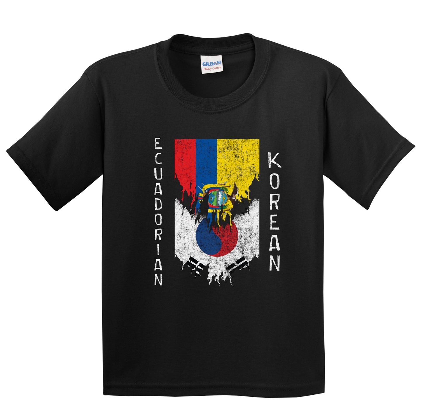 Ecuadorian Korean Flags Ripped Torn Ecuador South Korea Youth T-Shirt