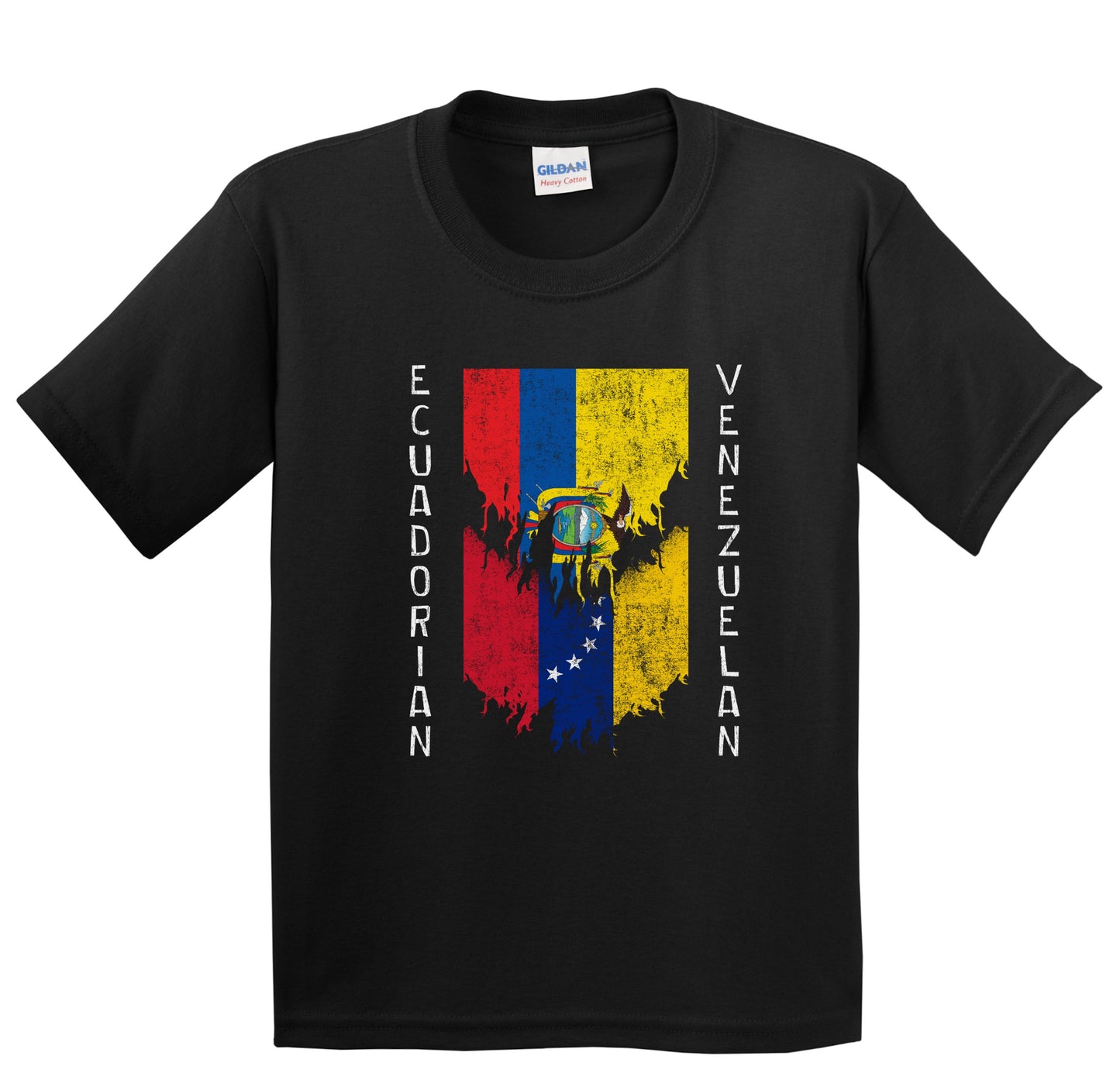 Ecuadorian Venezuelan Flags Ripped Torn Ecuador Venezuela Youth T-Shirt