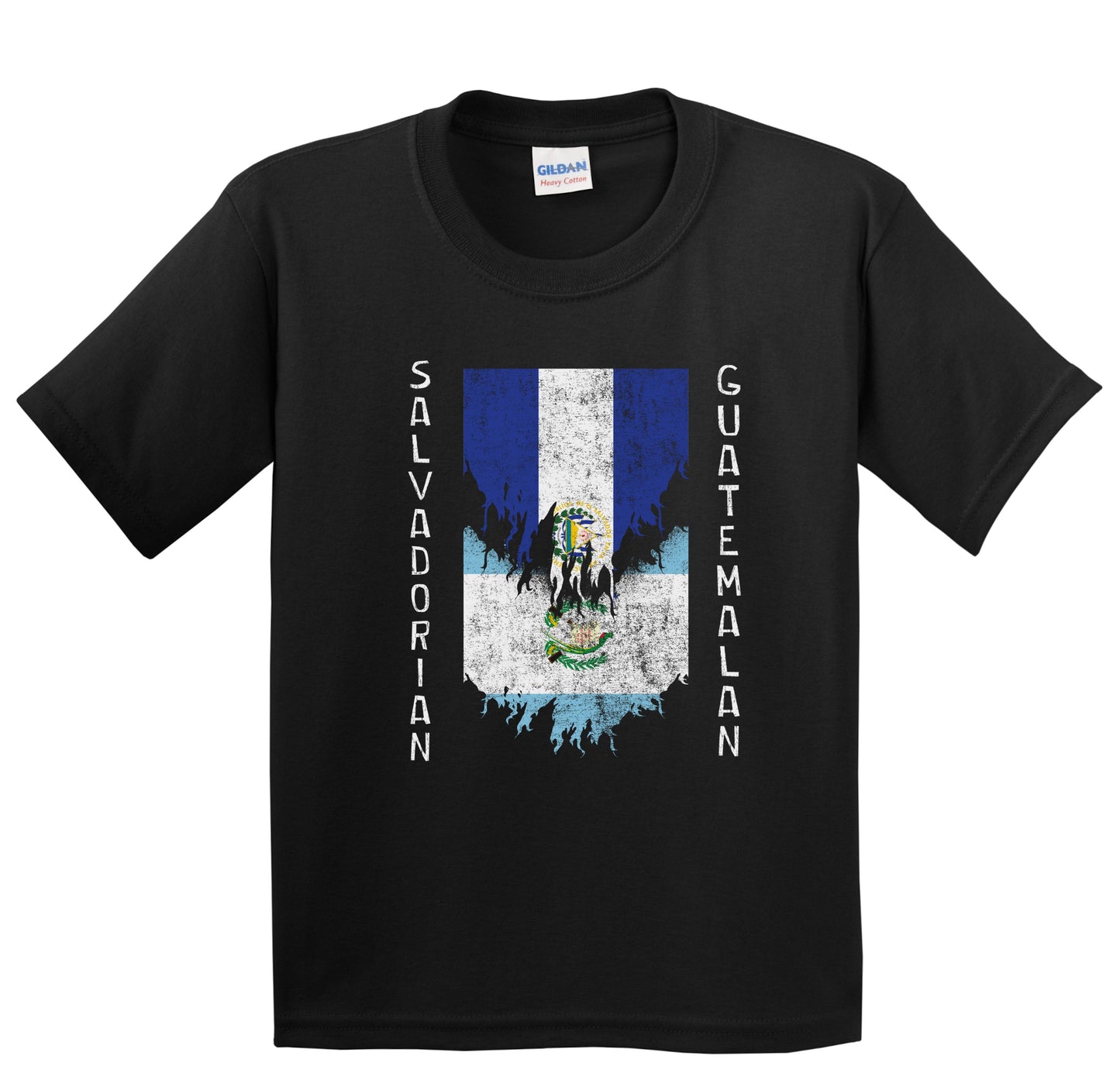 Salvadorian Guatemalan Flags Ripped Torn El Salvador Guatemala Youth T-Shirt