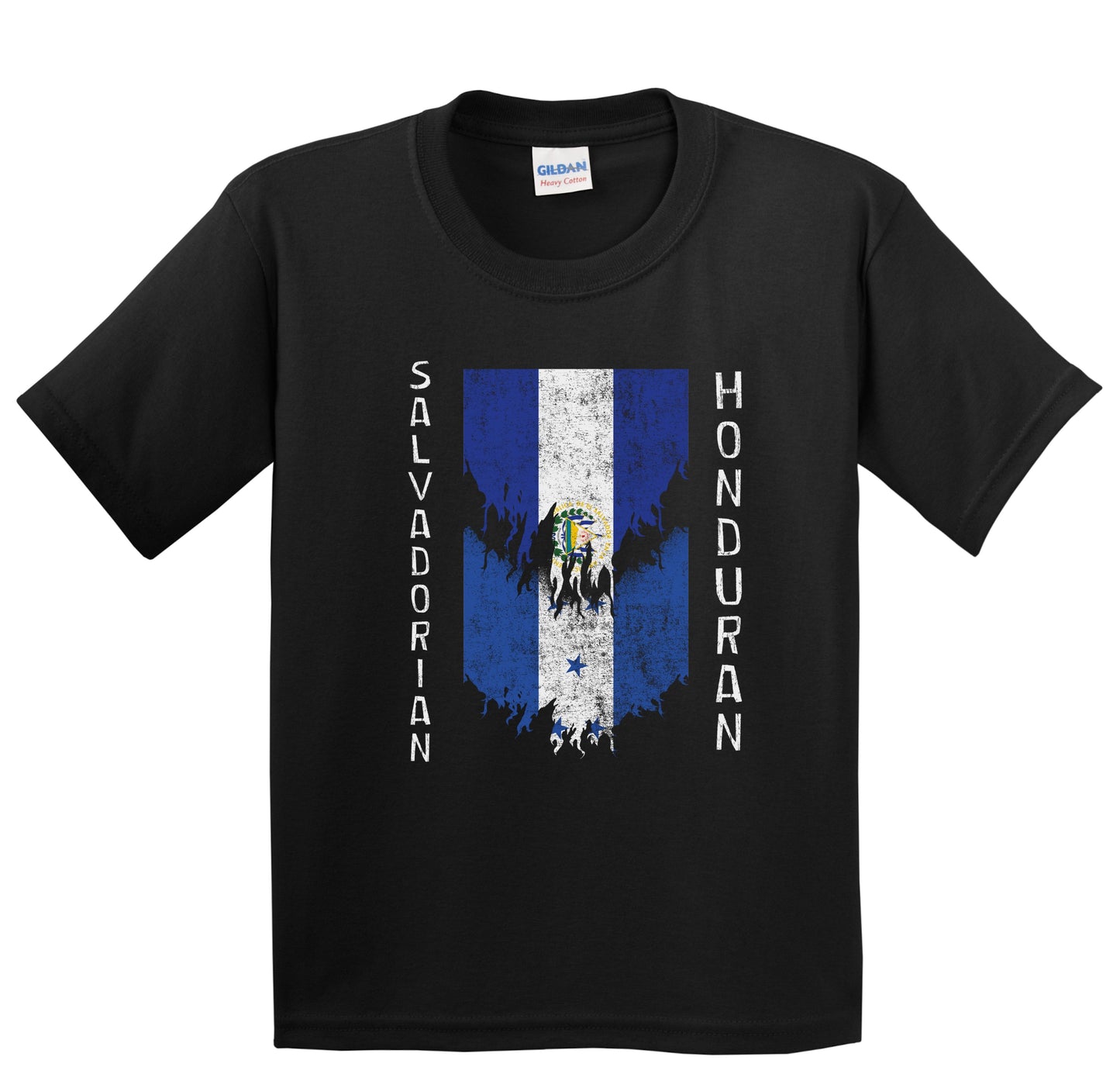 Salvadorian Honduran Flags Ripped Torn El Salvador Honduras Youth T-Shirt