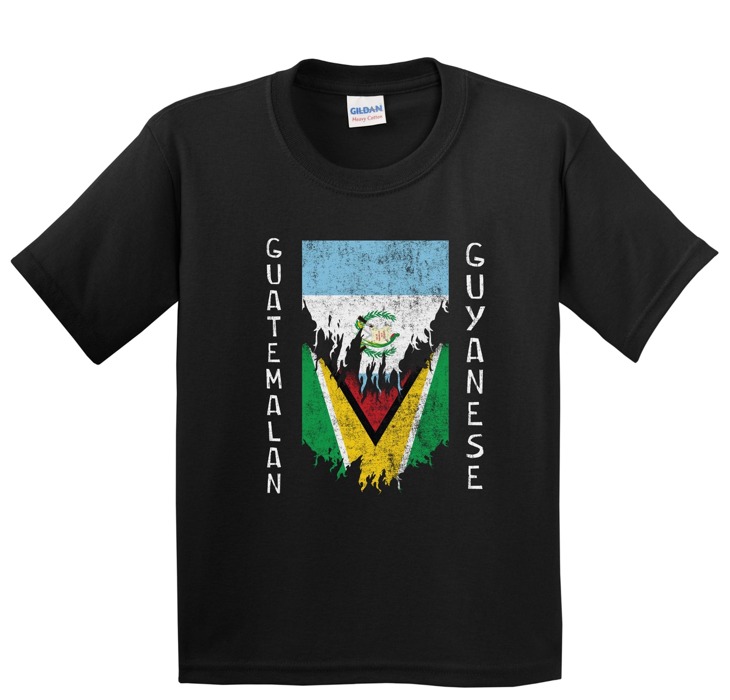 Guatemalan Guyanese Flags Ripped Torn Guatemala Guyana Youth T-Shirt