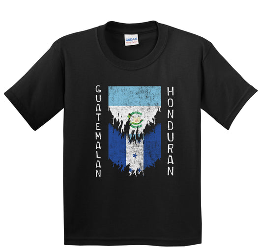 Guatemalan Honduran Flags Ripped Torn Guatemala Honduras Youth T-Shirt