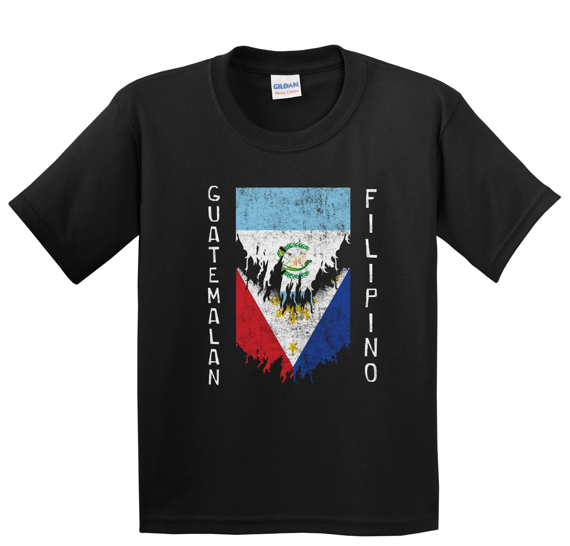 Guatemalan Filipino Flags Ripped Torn Guatemala Philippines Youth T-Shirt