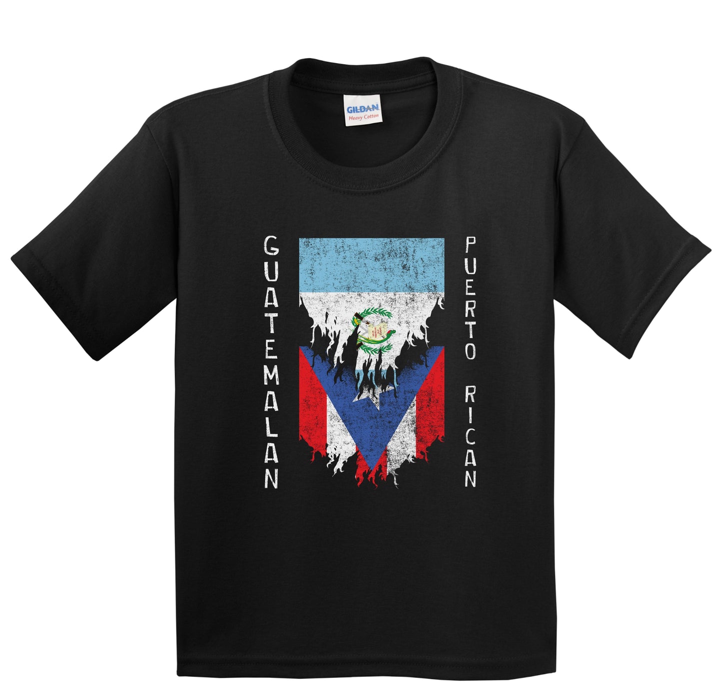 Guatemalan Puerto Rican Flags Ripped Torn Guatemala Puerto Rico Youth T-Shirt