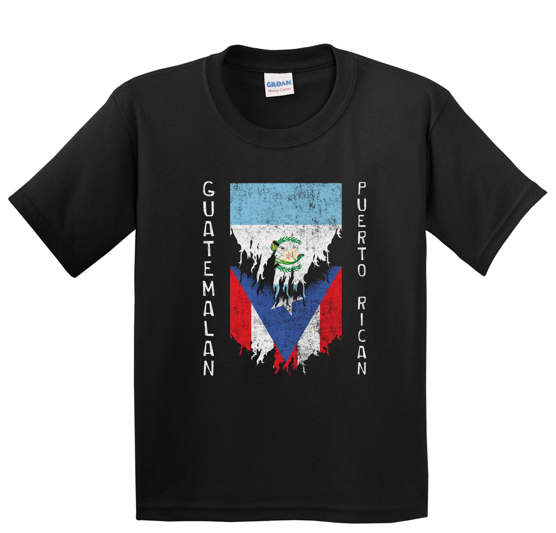 Guatemalan Puerto Rican Flags Ripped Torn Guatemala Puerto Rico Youth T-Shirt