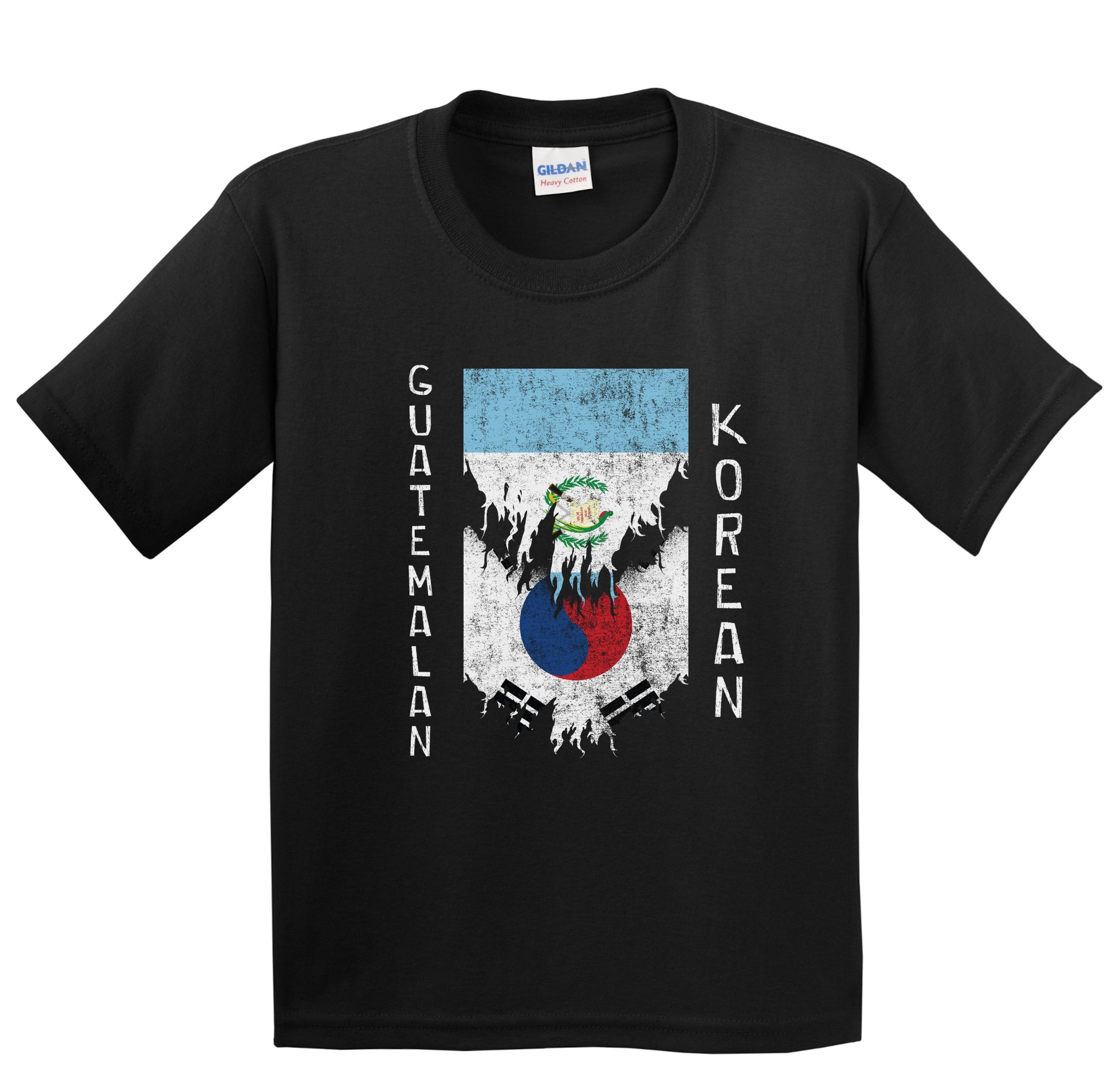 Guatemalan Korean Flags Ripped Torn Guatemala South Korea Youth T-Shirt