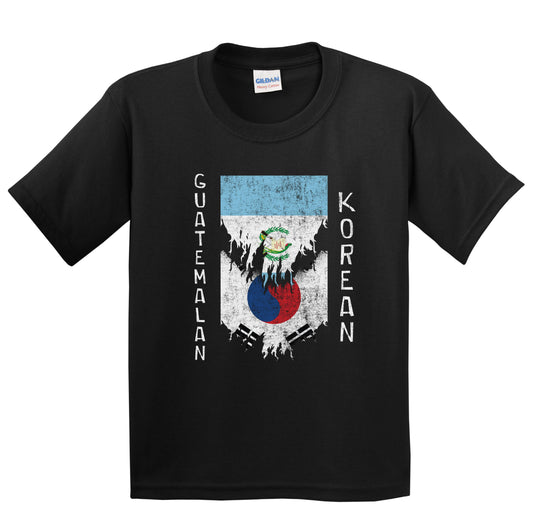 Guatemalan Korean Flags Ripped Torn Guatemala South Korea Youth T-Shirt
