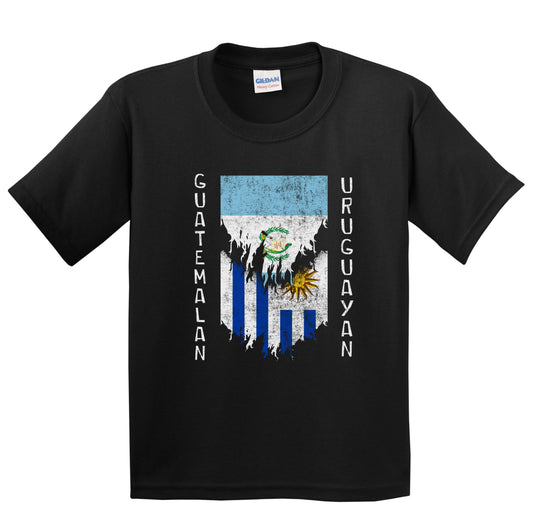Guatemalan Uruguayan Flags Ripped Torn Guatemala Uruguay Youth T-Shirt