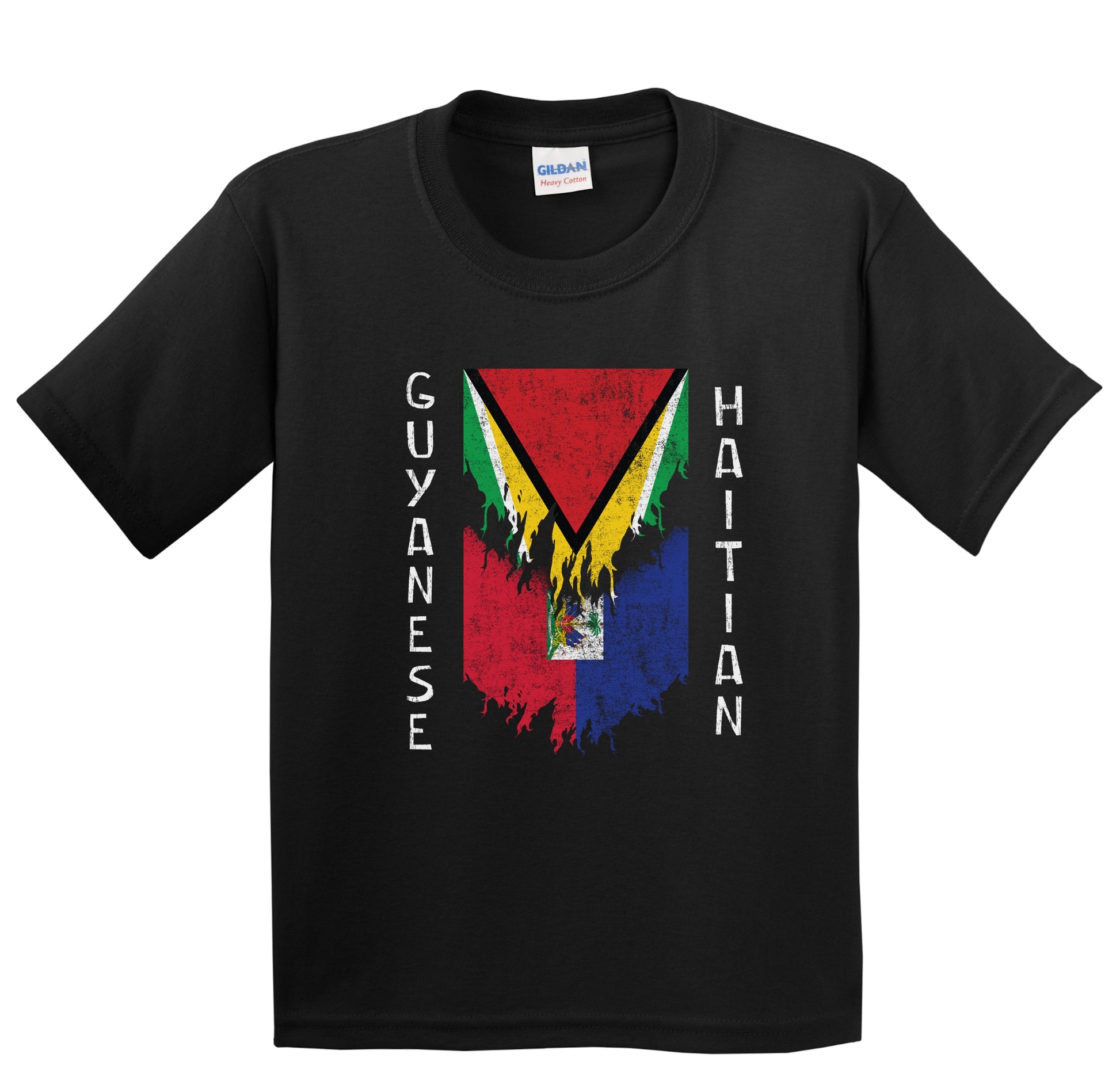 Guyanese Haitian Flags Ripped Torn Guyana Haiti Youth T-Shirt