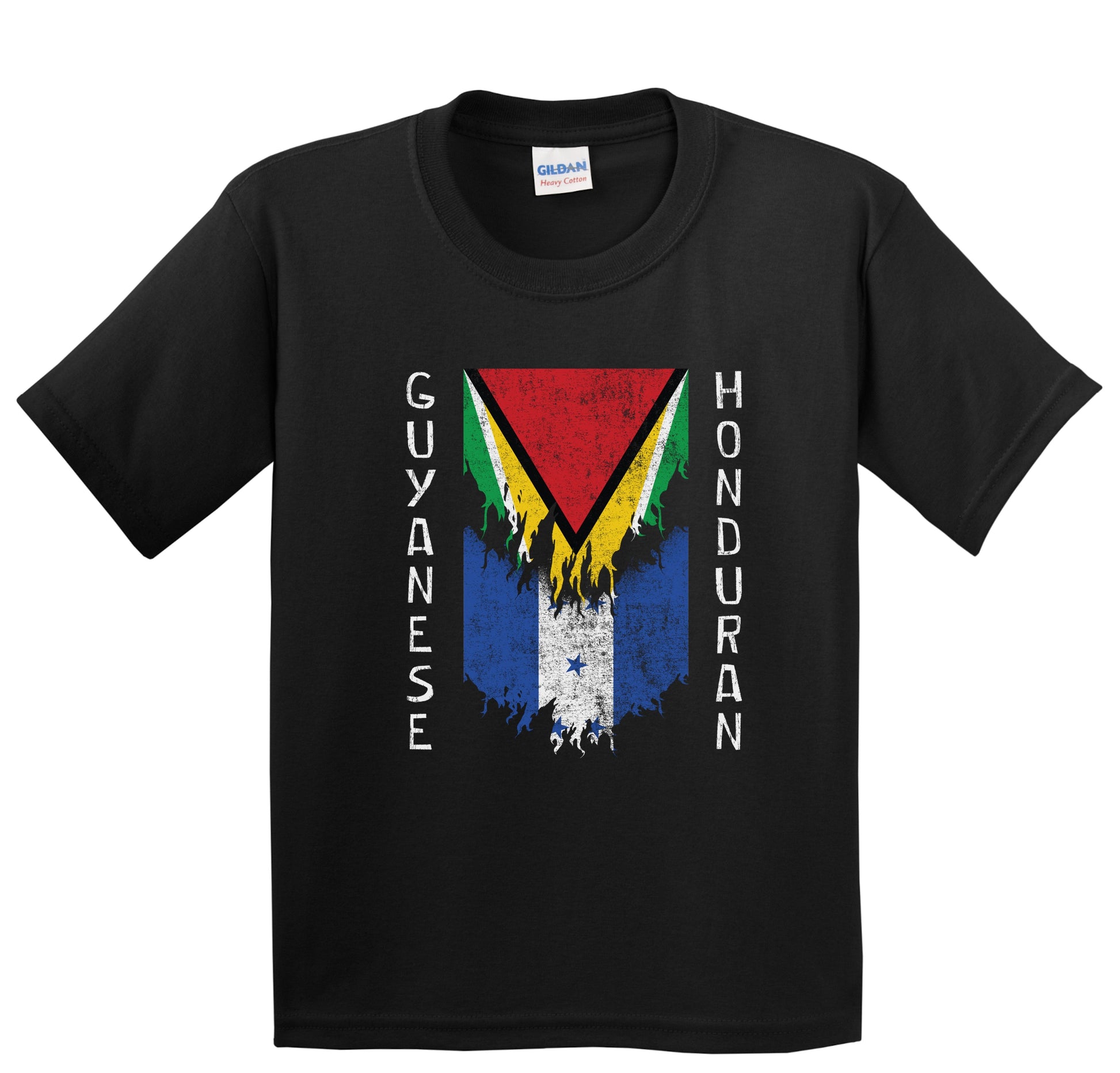 Guyanese Honduran Flags Ripped Torn Guyana Honduras Youth T-Shirt