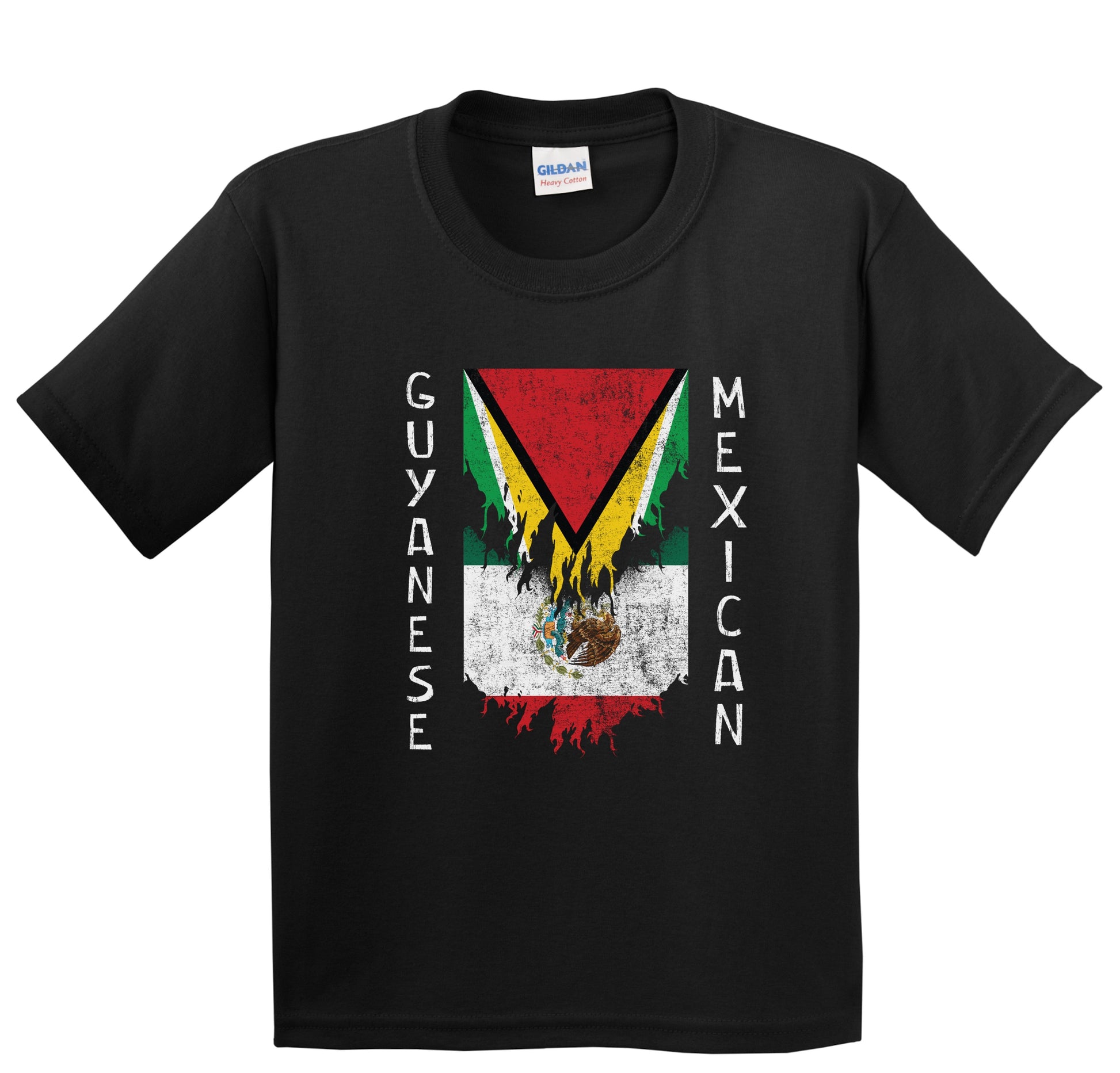 Guyanese Mexican Flags Ripped Torn Guyana Mexico Youth T-Shirt