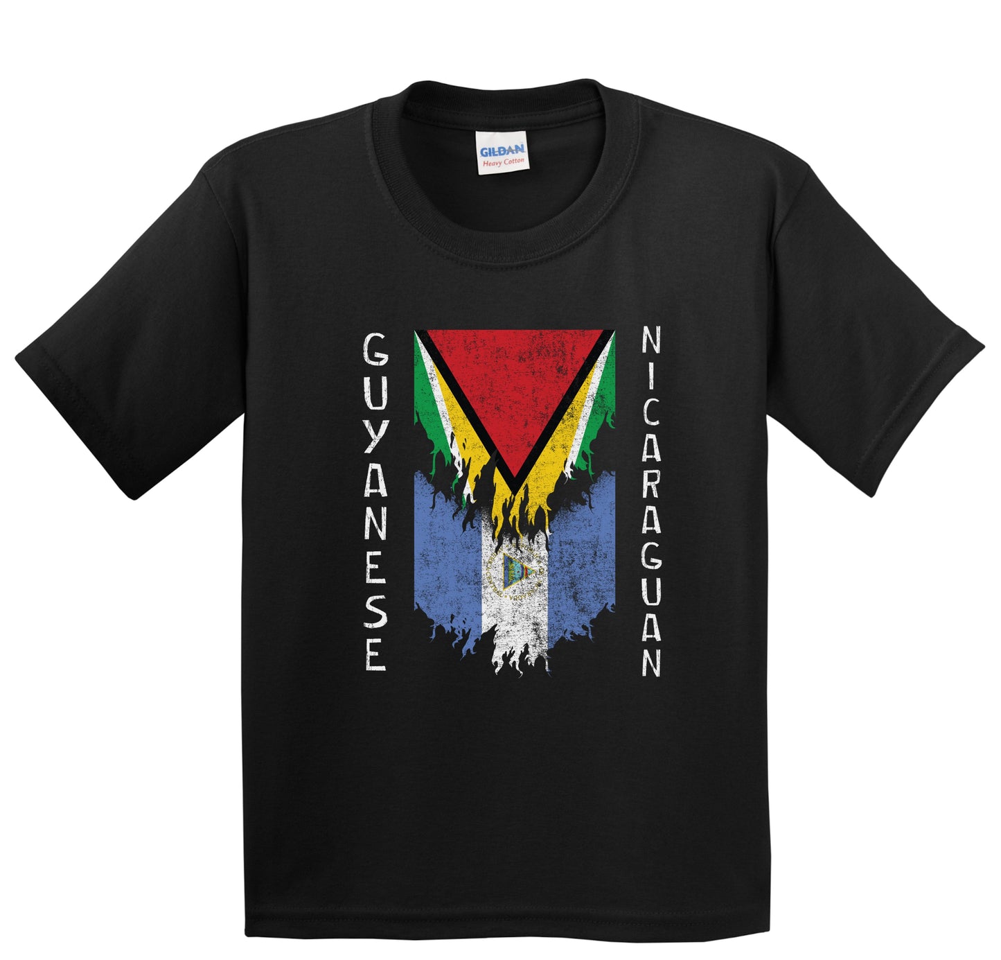 Guyanese Nicaraguan Flags Ripped Torn Guyana Nicaragua Youth T-Shirt