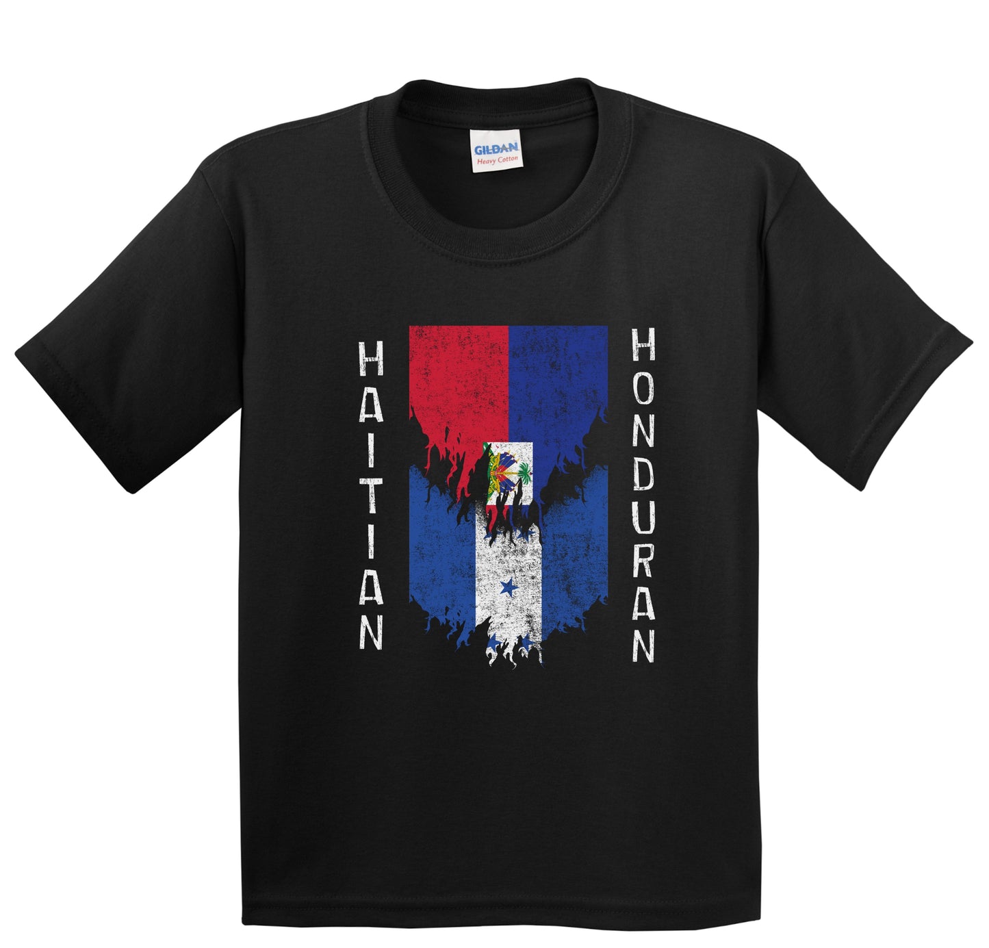 Haitian Honduran Flags Ripped Torn Haiti Honduras Youth T-Shirt