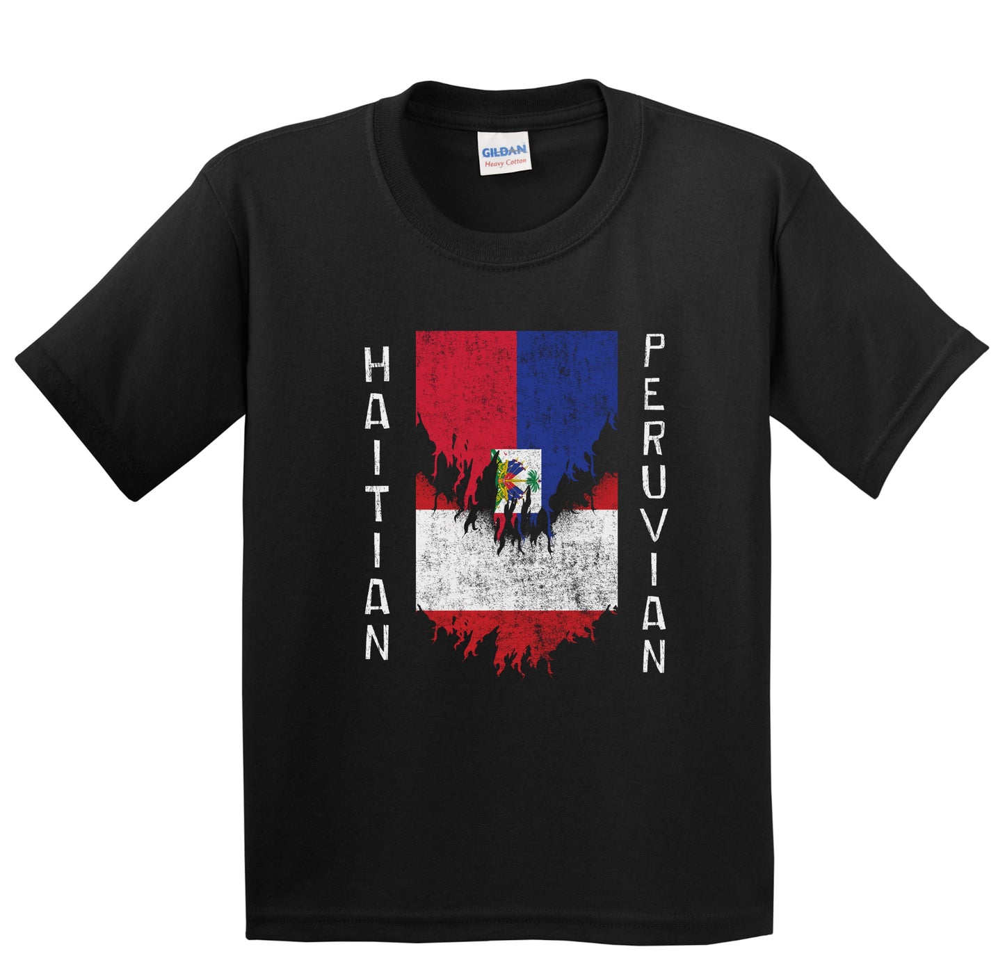 Haitian Peruvian Flags Ripped Torn Haiti Peru Youth T-Shirt