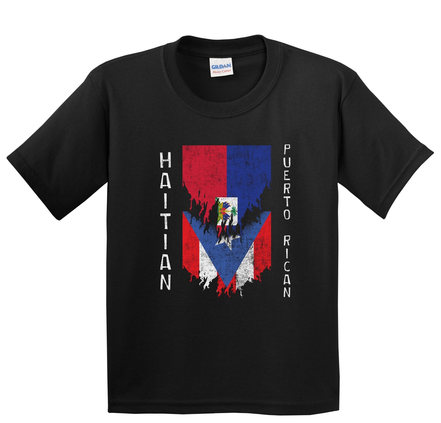 Haitian Puerto Rican Flags Ripped Torn Haiti Puerto Rico Youth T-Shirt