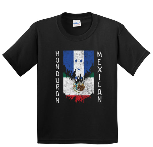 Honduran Mexican Flags Ripped Torn Honduras Mexico Youth T-Shirt