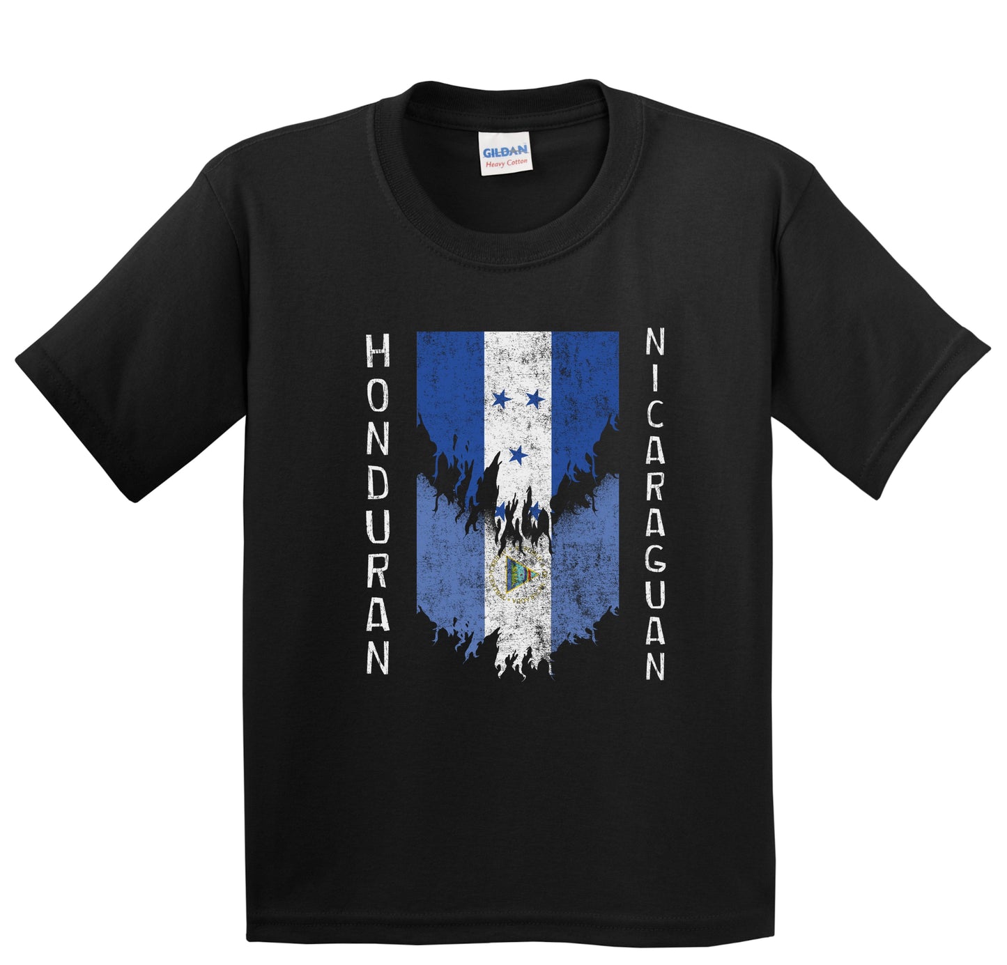 Honduran Nicaraguan Flags Ripped Torn Honduras Nicaragua Youth T-Shirt