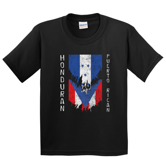 Honduran Puerto Rican Flags Ripped Torn Honduras Puerto Rico Youth T-Shirt