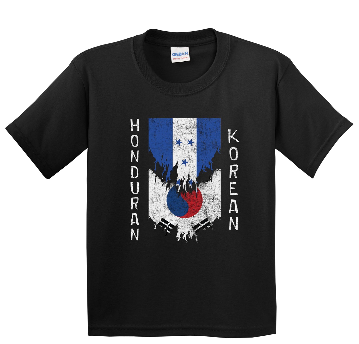 Honduran Korean Flags Ripped Torn Honduras South Korea Youth T-Shirt