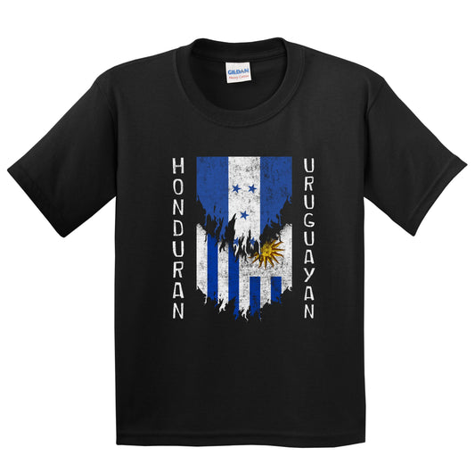 Honduran Uruguayan Flags Ripped Torn Honduras Uruguay Youth T-Shirt