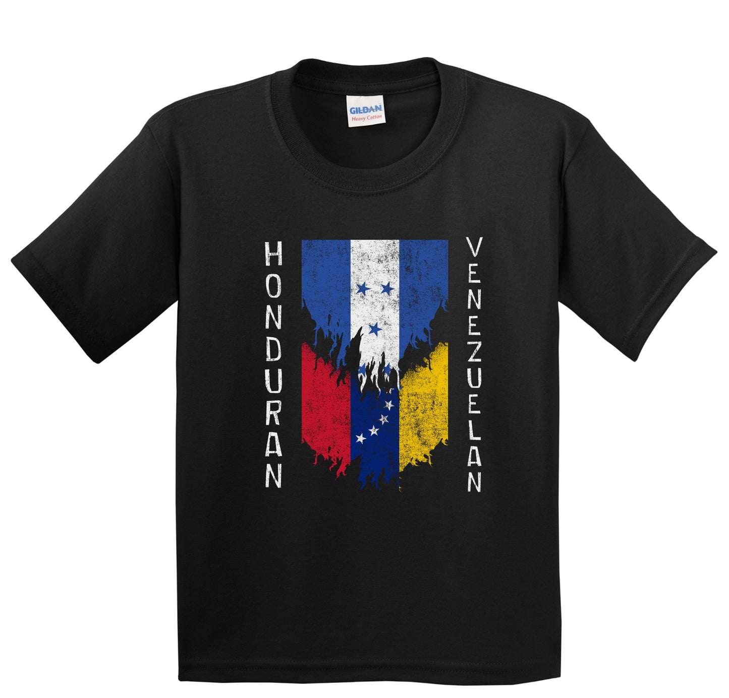 Honduran Venezuelan Flags Ripped Torn Honduras Venezuela Youth T-Shirt