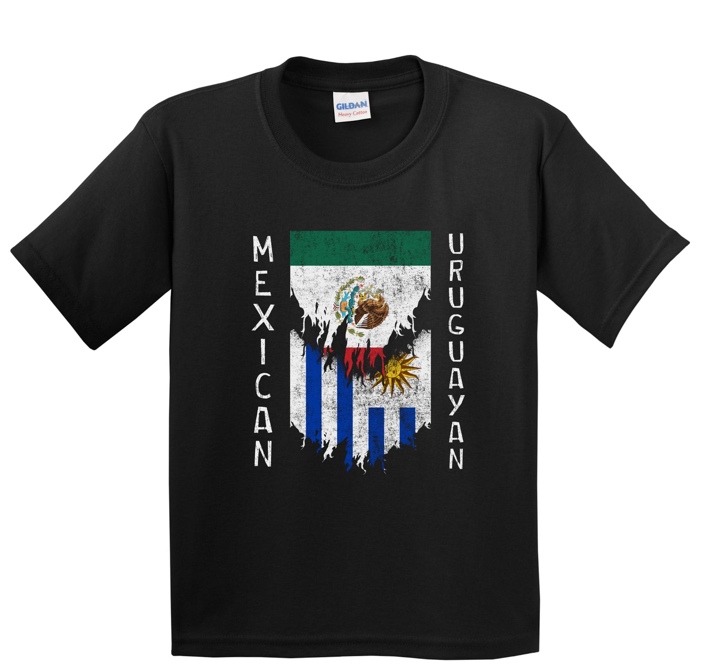 Mexican Uruguayan Flags Ripped Torn Mexico Uruguay Youth T-Shirt