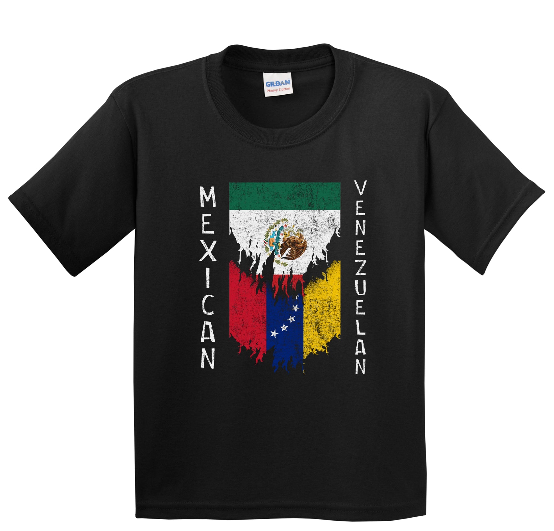 Mexican Venezuelan Flags Ripped Torn Mexico Venezuela Youth T-Shirt