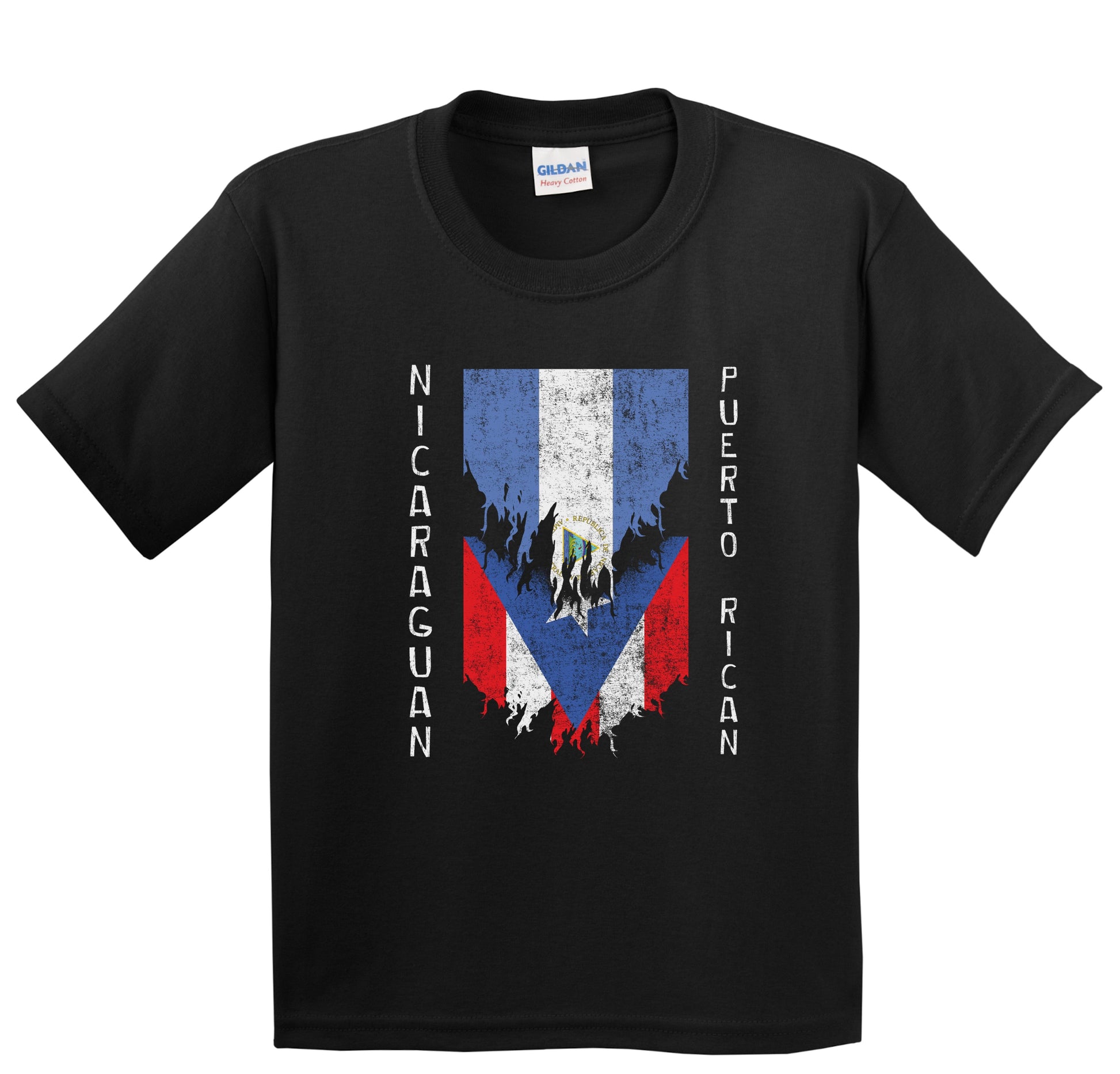 Nicaraguan Puerto Rican Flags Ripped Torn Nicaragua Puerto Rico Youth T-Shirt