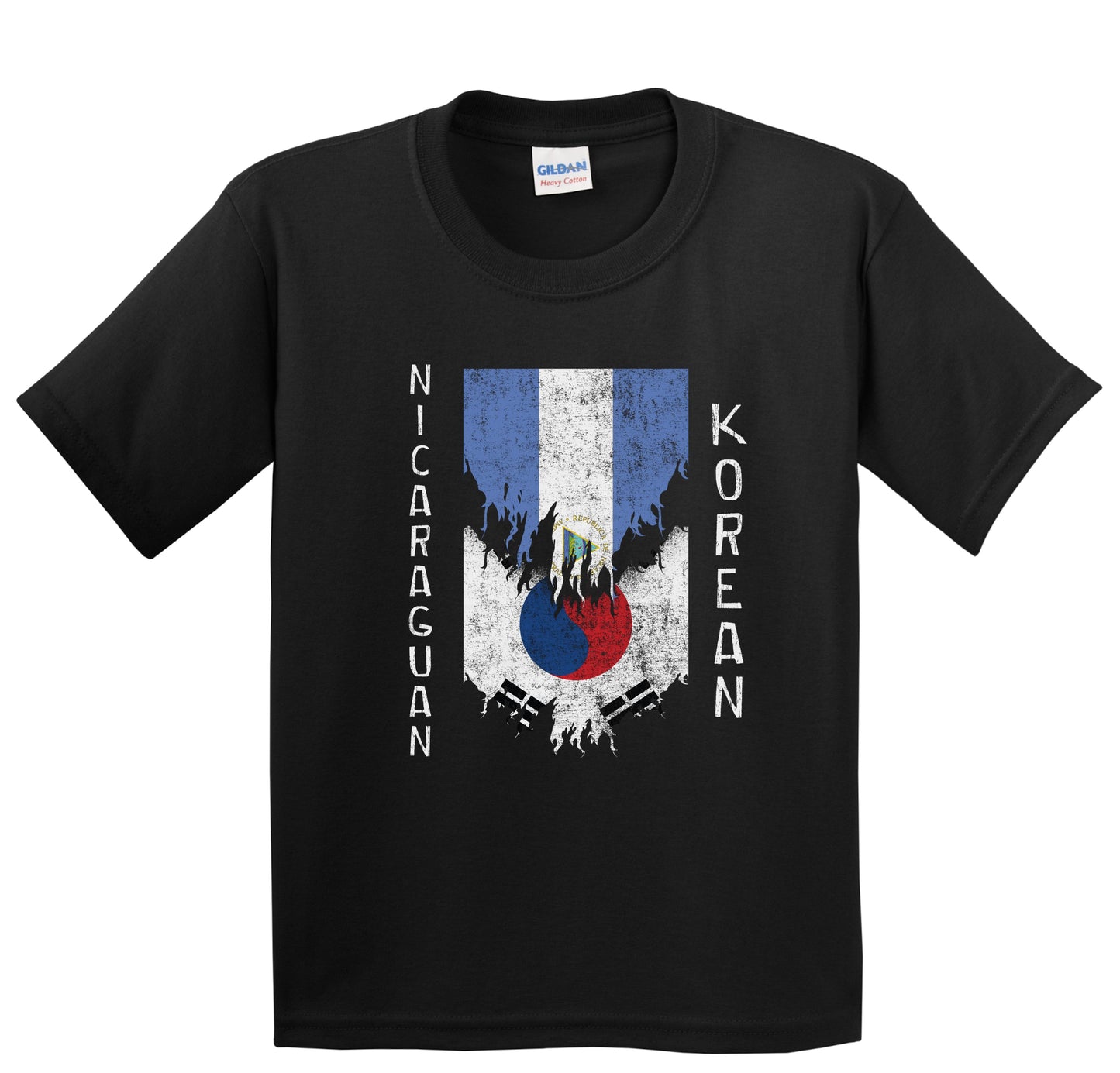 Nicaraguan Korean Flags Ripped Torn Nicaragua South Korea Youth T-Shirt