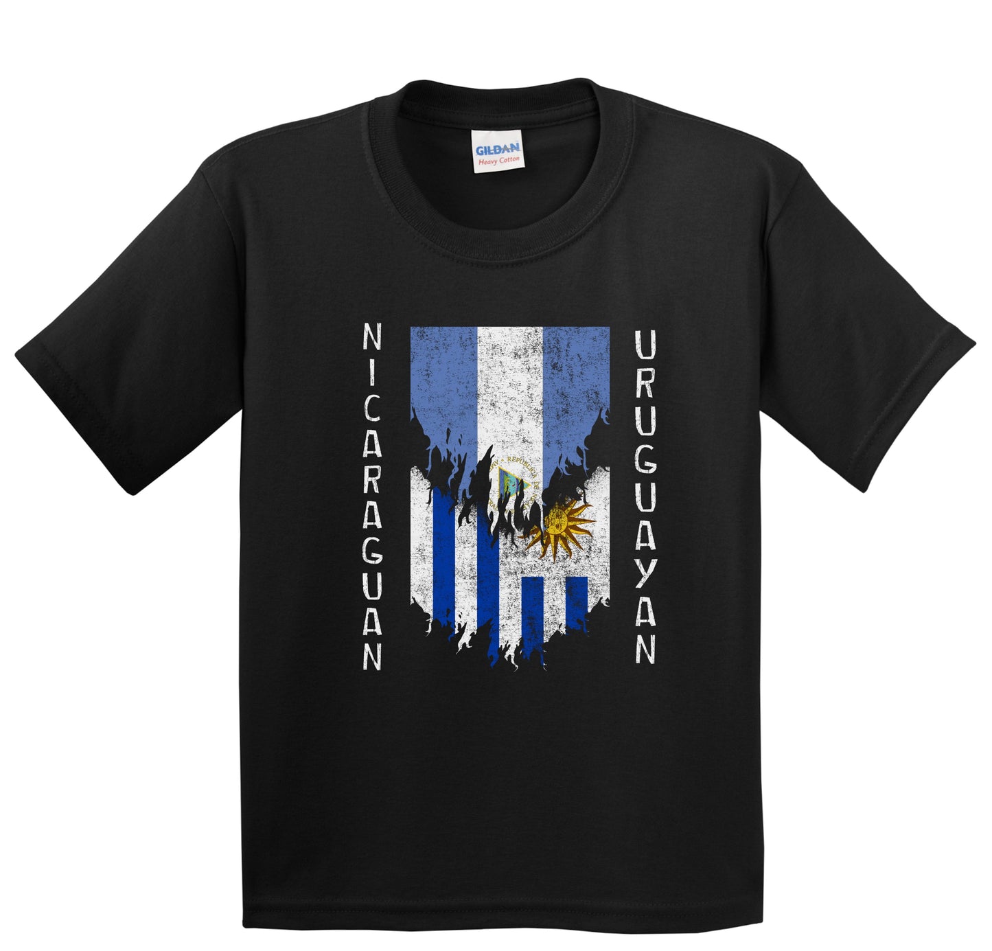 Nicaraguan Uruguayan Flags Ripped Torn Nicaragua Uruguay Youth T-Shirt