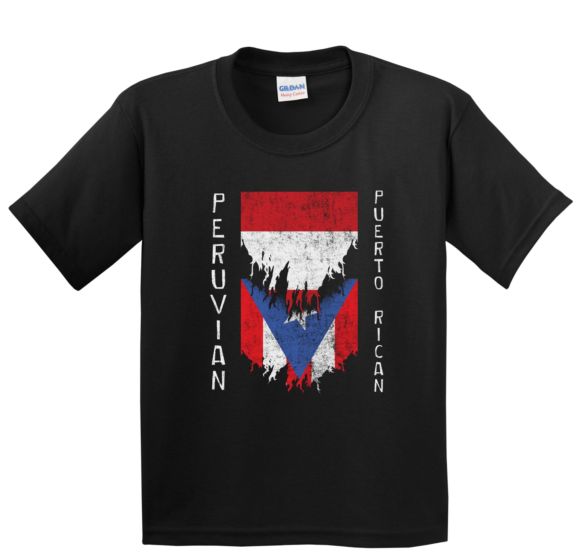 Peruvian Puerto Rican Flags Ripped Torn Peru Puerto Rico Youth T-Shirt