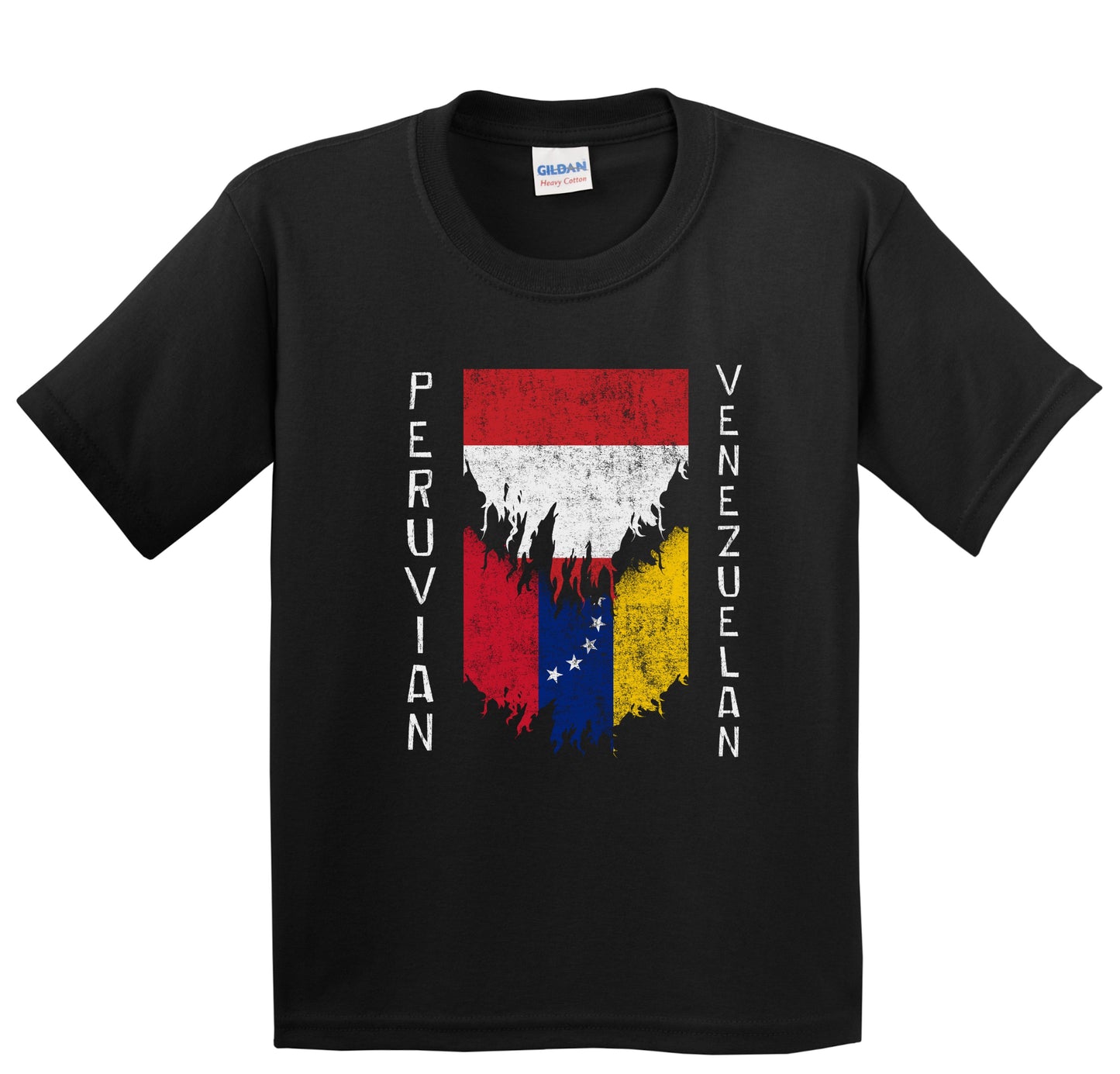 Peruvian Venezuelan Flags Ripped Torn Peru Venezuela Youth T-Shirt