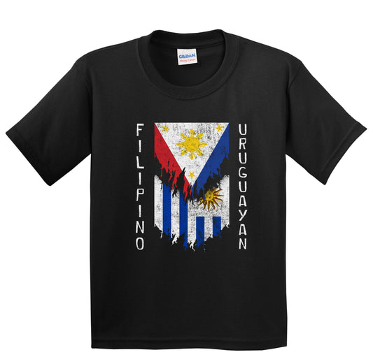 Filipino Uruguayan Flags Ripped Torn Philippines Uruguay Youth T-Shirt