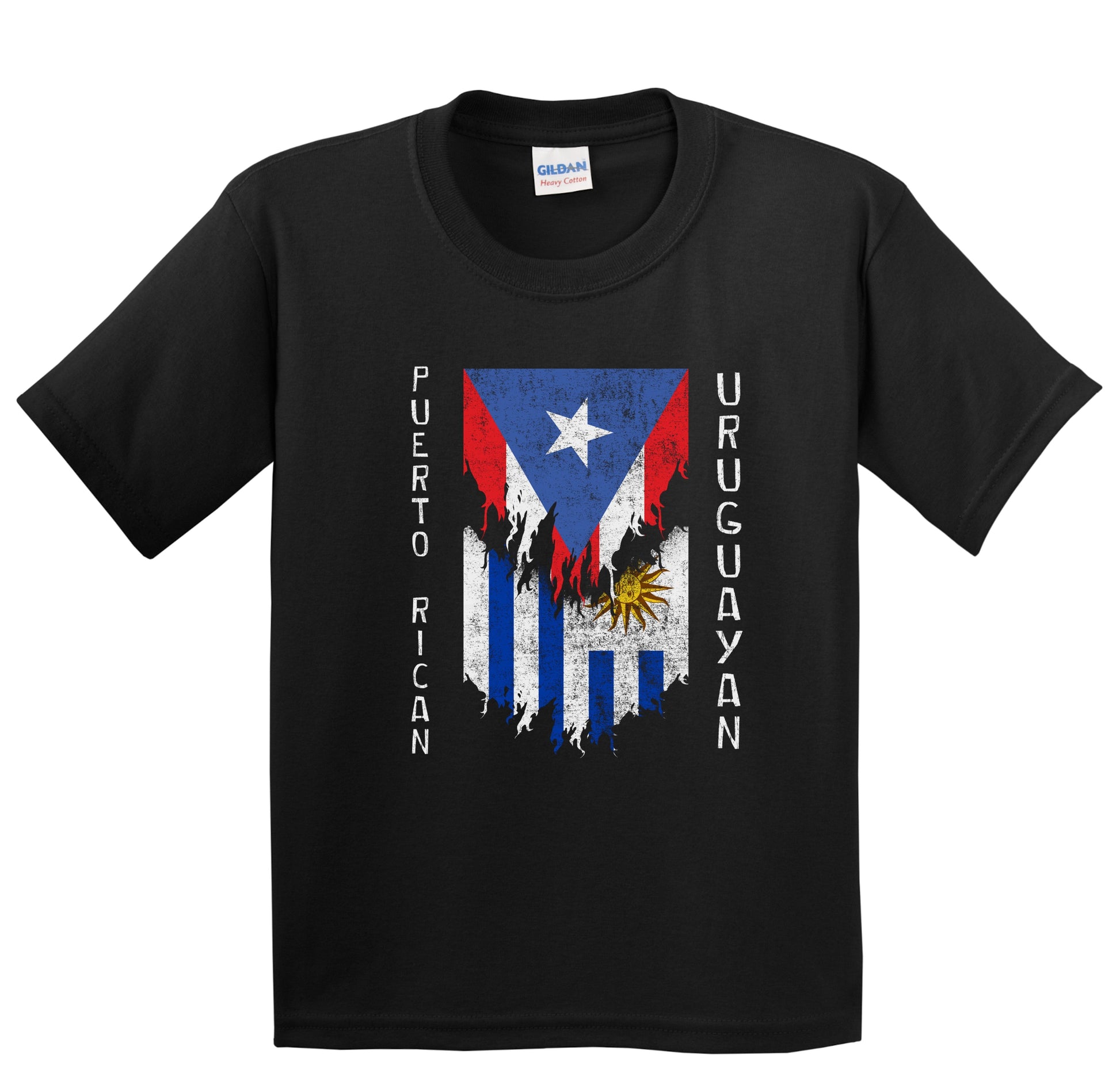 Puerto Rican Uruguayan Flags Ripped Torn Puerto Rico Uruguay Youth T-Shirt