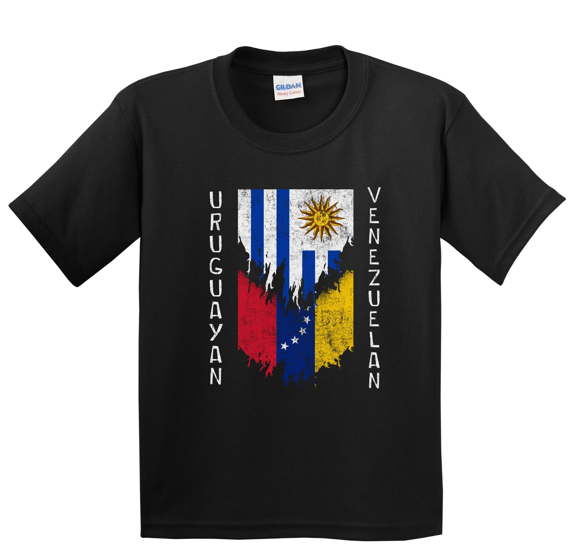 Uruguayan Venezuelan Flags Ripped Torn Uruguay Venezuela Youth T-Shirt
