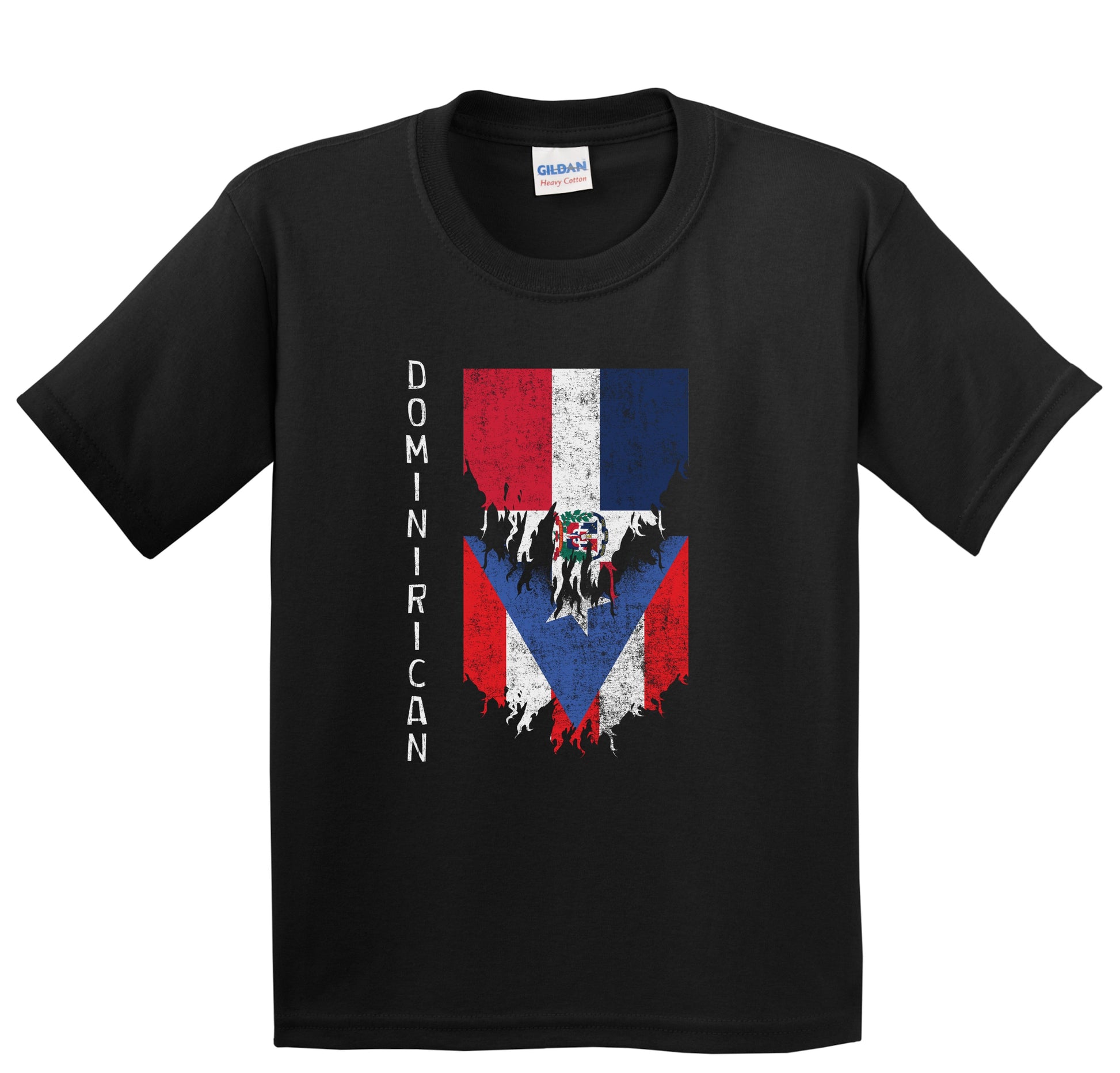 Dominican Puerto Rican Flags Ripped Torn Dominirican Youth T-Shirt