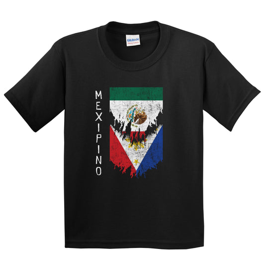 Mexican Filipino Flags Ripped Mexico Philippines Mexipino Youth T-Shirt